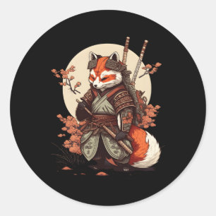 Samurai Fox Warrior Japanisch Ninja Fox Kawaii Runder Aufkleber