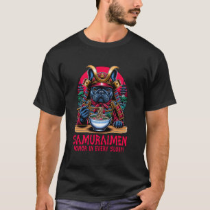 Samurai Französische Bulldogge isst Ramen Meme Kun T-Shirt
