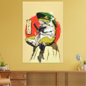 Samurai Frog mit Red Sun Ästhetik Leinwanddruck (Insitu (Wohnzimmer))
