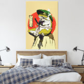 Samurai Frog mit Red Sun Ästhetik Leinwanddruck (Insitu (Schlafzimmer))