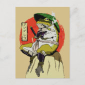 Samurai Frog mit Red Sun Ästhetik Postkarte (Vorderseite)