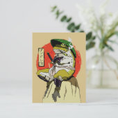 Samurai Frog mit Red Sun Ästhetik Postkarte (Stehend Vorderseite)