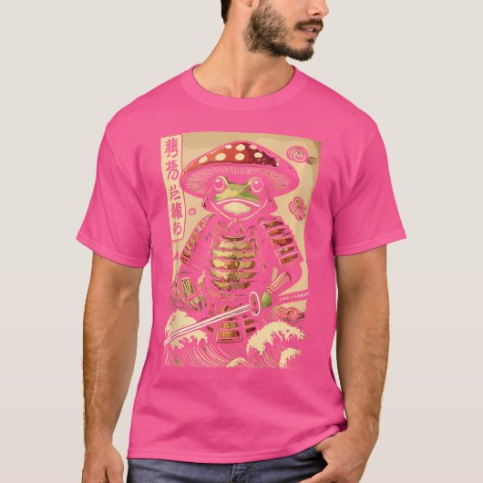 Samurai Frog Mushroom Hat ästhetische Cotattcore M T-Shirt (Vorderseite)