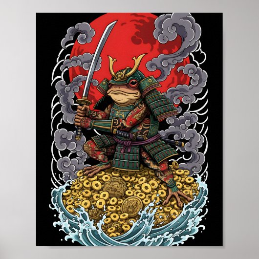 Samurai Frog of Fortune – Mythical Warrior Art Poster (Vorne)