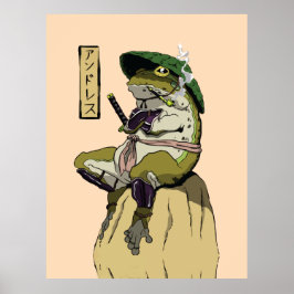 Samurai Frog Poster Imitate Canvas Print Acryl Pri