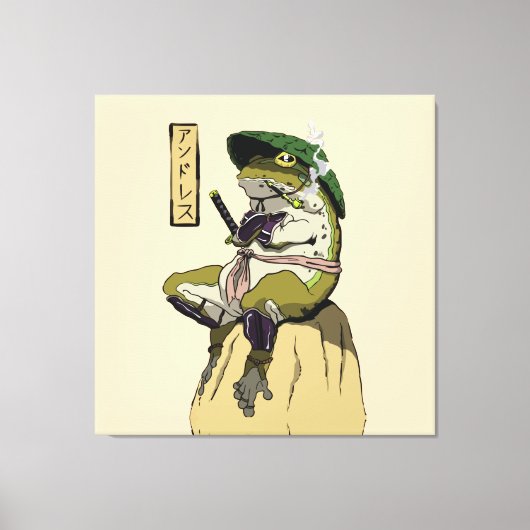 Samurai Frog Poster Imitate Canvas Print Acryl Pri Leinwanddruck (Vorderseite)