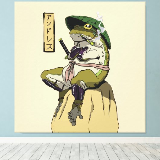 Samurai Frog Poster Imitate Canvas Print Acryl Pri Leinwanddruck (Insitu (Holzboden))