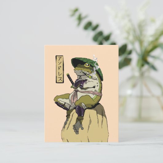 Samurai Frog Poster Imitate Canvas Print Acryl Pri Postkarte (Stehend Vorderseite)