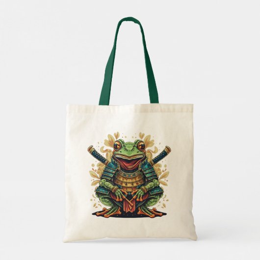Samurai frog warrior Budget Tote Tragetasche (Rückseite)