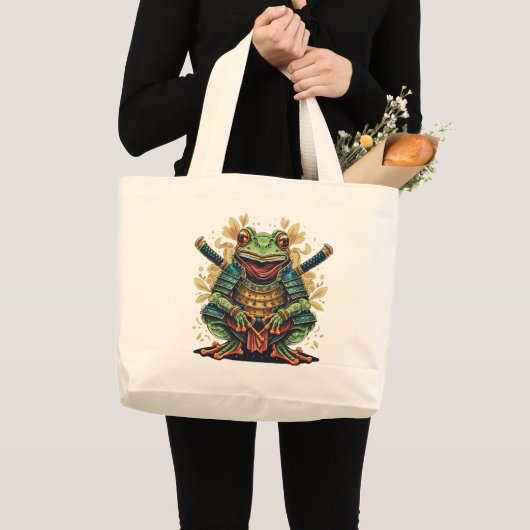 Samurai frog warrior Jumbo Tote Stoffbeutel (Vorderseite (Produkt))