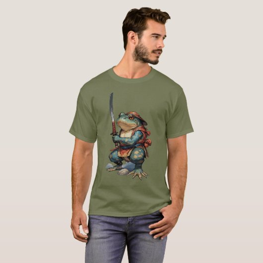 Samurai Frog Warrior mit Katana T-Shirt (Vorne ganz)