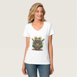 Samurai frog warrior Womens V-Neck T-Shirt