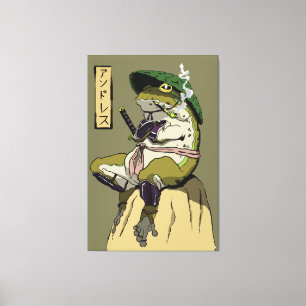 Samurai Frosch: Hüter der Lotusblume Leinwanddruck