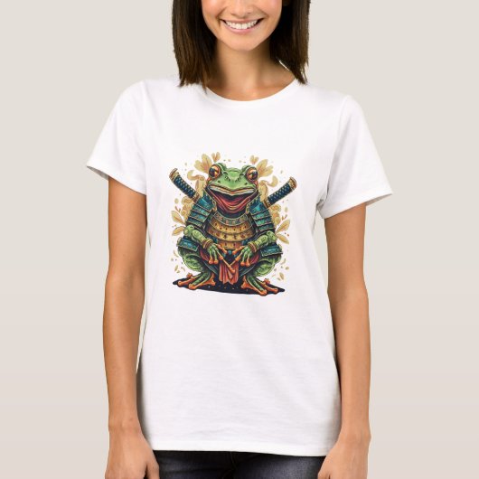 Samurai-Frosch-Krieger Damen Basic T-Shirt (Vorderseite)