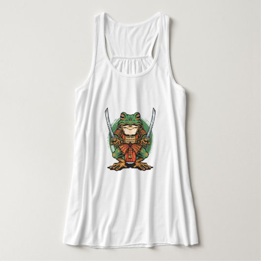 Samurai-Frosch-Krieger Flowy Racerback Tank Top (Design Vorderseite)
