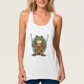 Samurai-Frosch-Krieger Flowy Racerback Tank Top (Vorderseite)