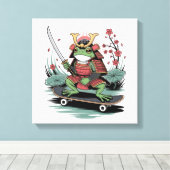 Samurai-Frosch-Krieger Leinwanddruck (Insitu (Holzboden))