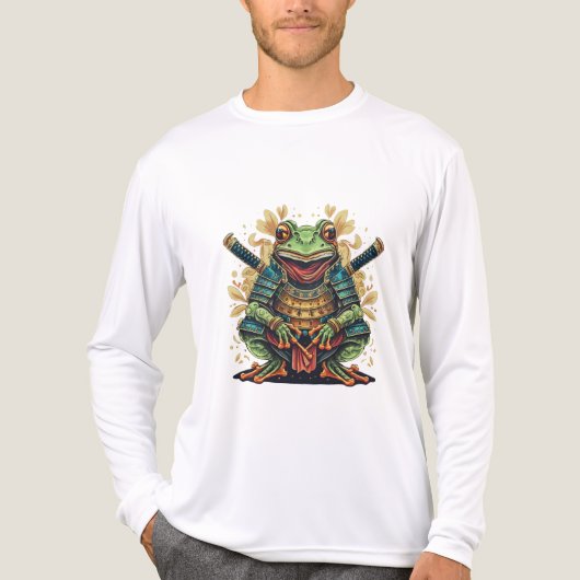 Samurai-Frosch-Krieger Tri-Blend Langarmshirt Shirt (Vorderseite)