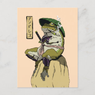 Samurai-Frosch-Poster Faux-Leinwanddruck Acryl-Dru Postkarte