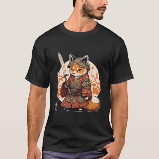 Samurai-Fuchs-Krieger Japanischer Ninja-Fuchs Kawa T-Shirt (Vorderseite)