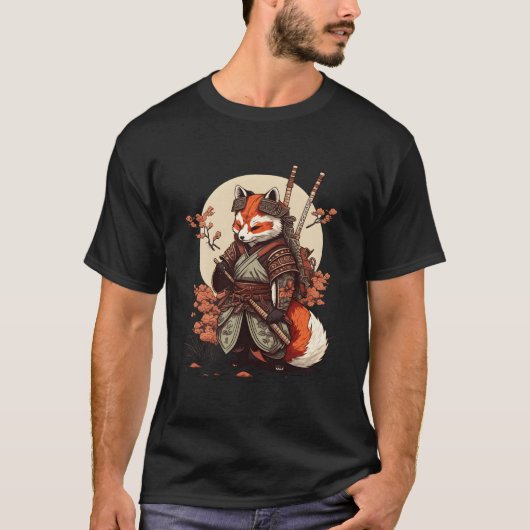 Samurai-Fuchs-Krieger Japanischer Ninja-Fuchs Kawa T-Shirt (Vorderseite)