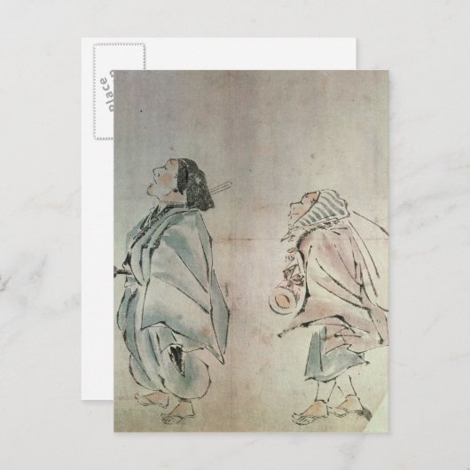 Samurai, gefolgt von einem Diener Postkarte (Vorne/Hinten)