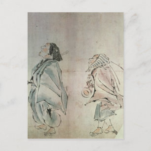 Samurai, gefolgt von einem Diener Postkarte