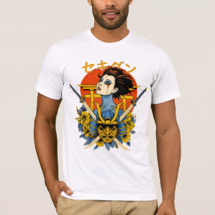 Samurai-Geist: Japanische Frau mit zwei Schwertern T-Shirt