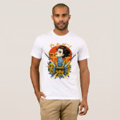 Samurai-Geist: Japanische Frau mit zwei Schwertern T-Shirt (Vorne ganz)