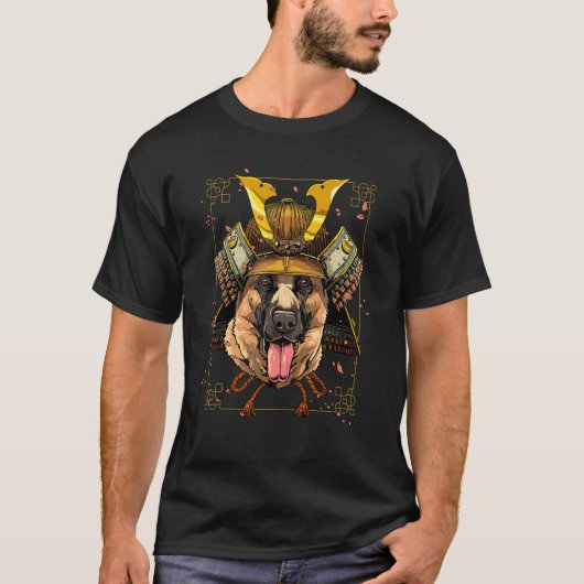 Samurai German Shepherd Dog Japanese Warrior Bush T-Shirt (Vorderseite)