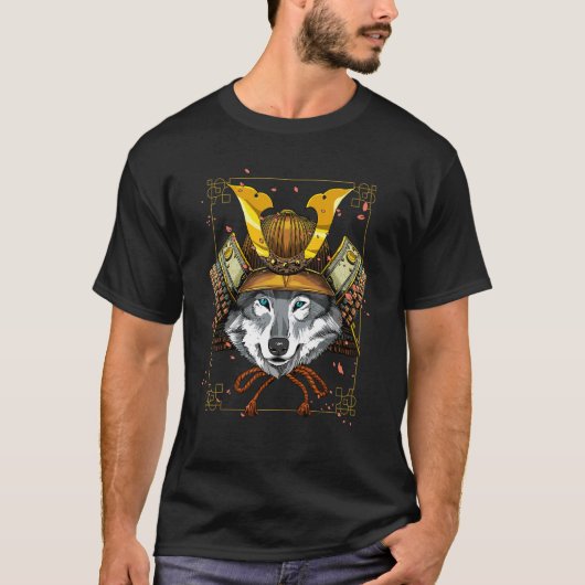 Samurai Gray Wolf Japanese Warrior Bushido Japanes T-Shirt (Vorderseite)