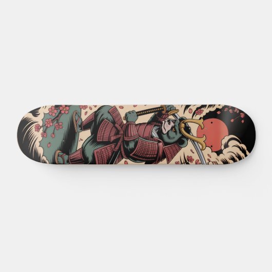 Samurai Green Bear warrior Skateboard (Horizontal)