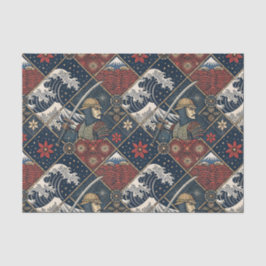 Samurai & Große Welle Traditionelles Japanisches M Seidenpapier