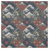 Samurai & Große Welle Traditionelles Japanisches M Stoff (Muster)