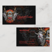 Samurai Helm mit oni Maske Visitenkarte (Vorne/Hinten)