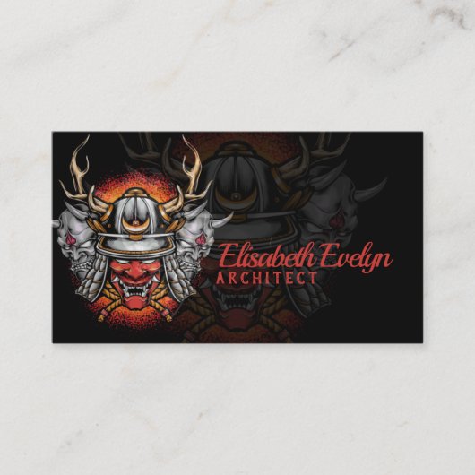 Samurai Helm mit oni Maske Visitenkarte (Vorderseite)