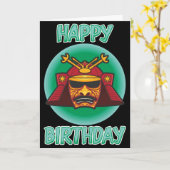 Samurai Helmet Birthday Card Karte (Gelbe Blume)