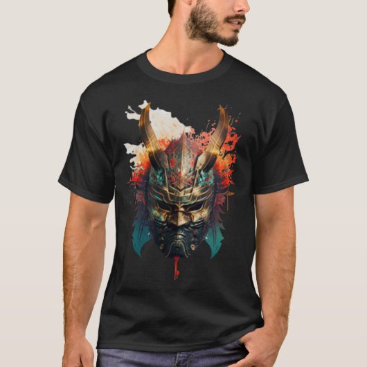 Samurai Helmet Warrior Bushido Oni Masask Japanisc T-Shirt (Vorderseite)
