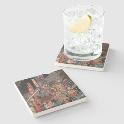 Samurai Hero Minamoto no Yorimitsu Steinuntersetzer (Seitenansicht)