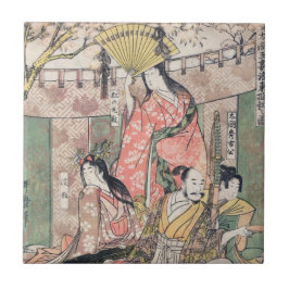 Samurai Hideyoshi und Ehefrauen Kitagawa Utamaro Fliese