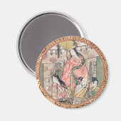 Samurai Hideyoshi und Ehefrauen Kitagawa Utamaro Magnet (Vorderseite/Rückseite)
