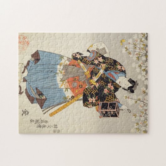 Samurai Holding Lantern Ukiyo-e Jigsaw-Puzzle Puzzle (Horizontal)