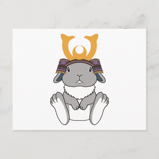 Samurai Holland Lop Rabbit Warrior Gray Postkarte (Vorderseite)