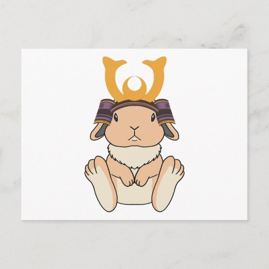 Samurai Holland Lop Rabbit Warrior Orange Postkarte (Vorderseite)