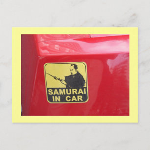 Samurai im Auto Postkarte