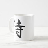 Samurai im japanischen Kanji Kaffeetasse (Vorderseite Links)