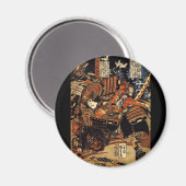 Samurai im Kampf, um 1800 Magnet (Vorderseite/Rückseite)