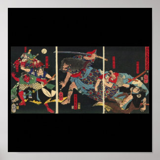 Samurai im Kampf. Um 1860 Poster
