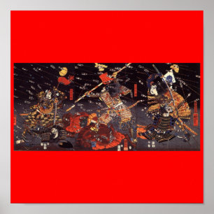 Samurai im Krieg, um das 18. Jahrhundert Poster