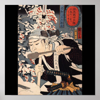 Samurai im Schnee mit einem Speer c. 1800 Poster